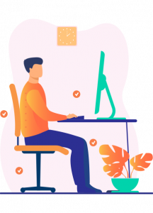 icon of man sitting in front of the computer